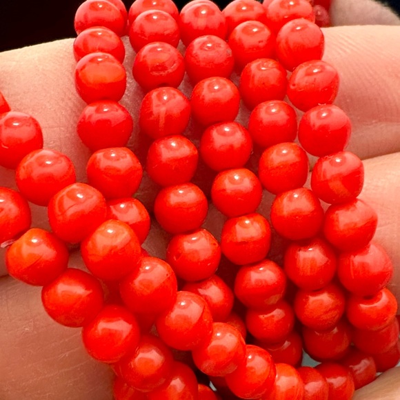 Red Coral Beaded Necklace + Large White Coral Pendant - Picture 12 of 13